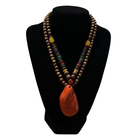 New 37” long beaded fall color necklace - Picture 3 of 4
